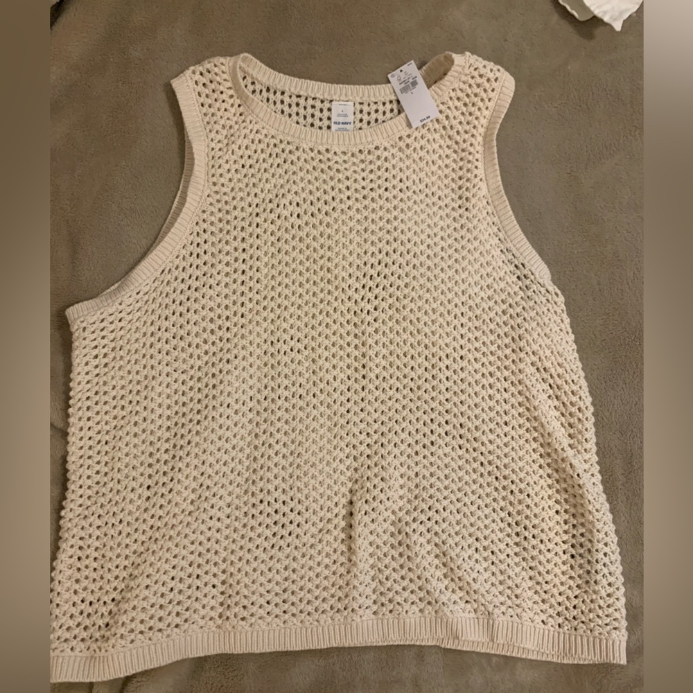 Old Navy Cream Crochet Knit Top